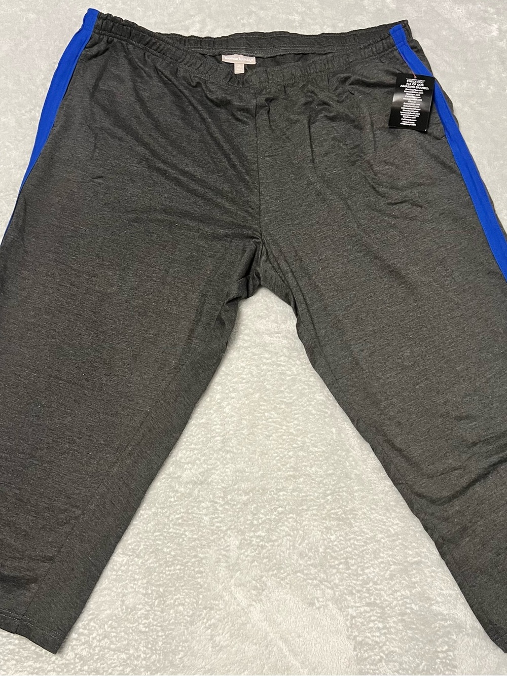 Woman Within Dark Gray Joggers with Blue Side Stripe